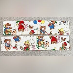 Vintage Cranston Teddy Bear Valances Western Honey Bird Blue Red Woodland Set 2x